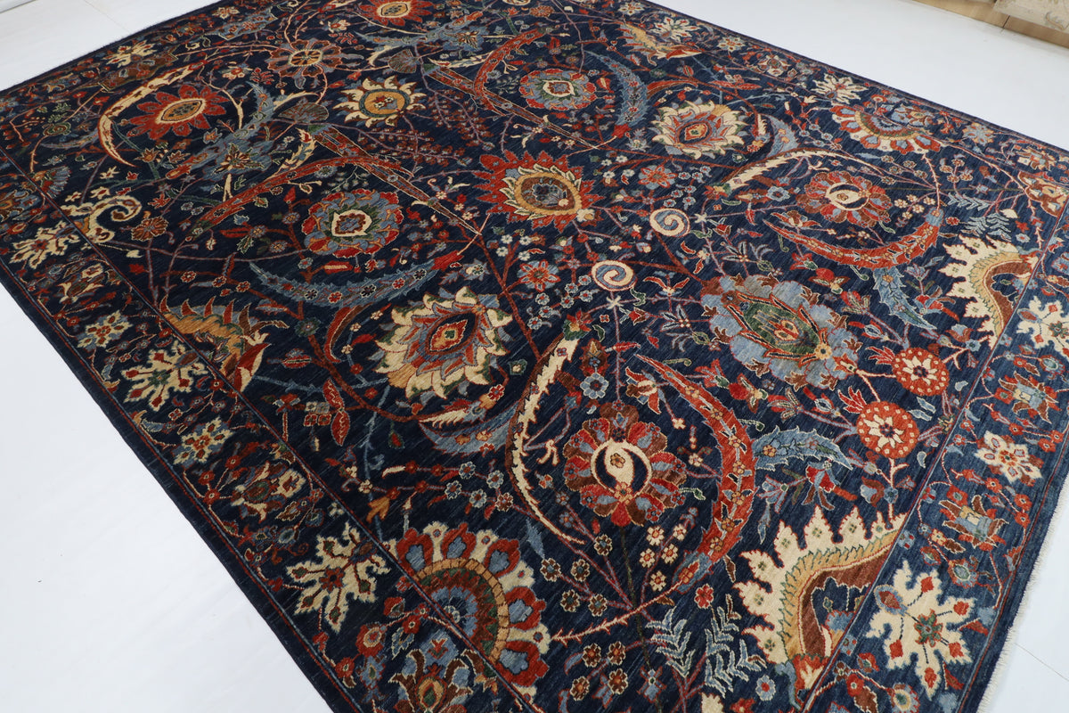 274 x 366 cm | Bidjar Blue Design Hand Knotted Wool Afghan Carpet