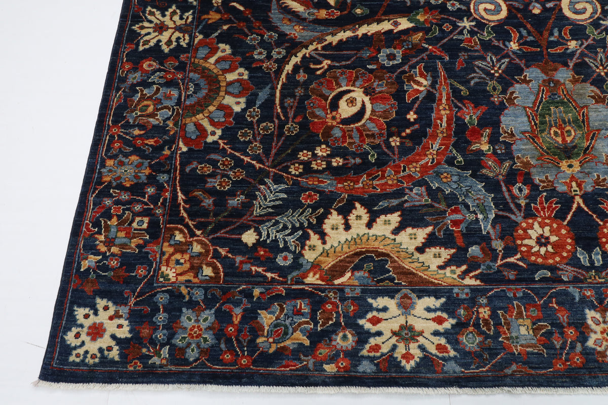 274 x 366 cm | Bidjar Blue Design Hand Knotted Wool Afghan Carpet