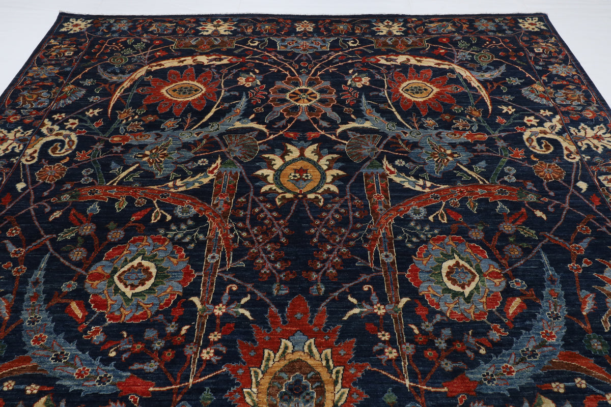 274 x 366 cm | Bidjar Blue Design Hand Knotted Wool Afghan Carpet