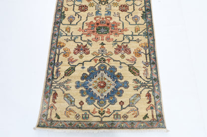 82 x 357 cm | Hallway Tribal Beige Rug Afghan Hand Knotted Veg dye Wool carpet