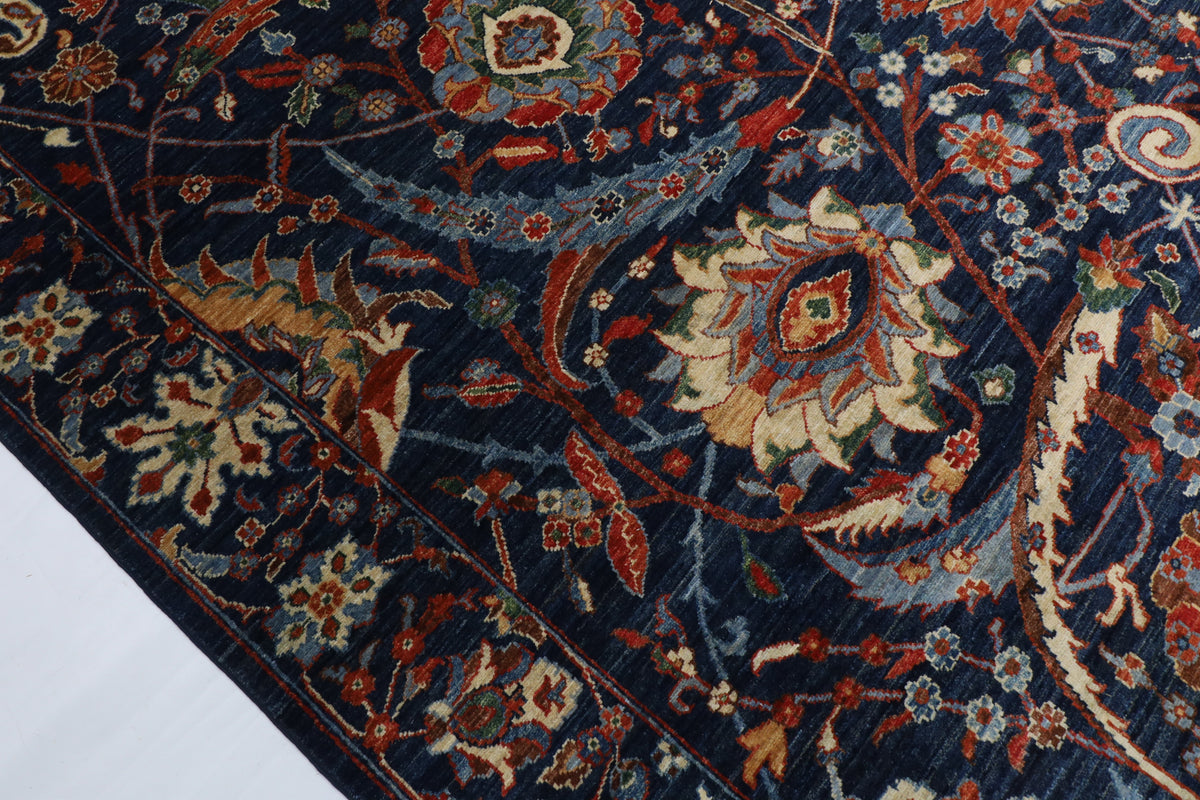 274 x 366 cm | Bidjar Blue Design Hand Knotted Wool Afghan Carpet