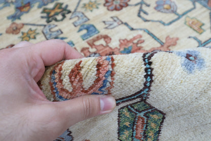82 x 357 cm | Hallway Tribal Beige Rug Afghan Hand Knotted Veg dye Wool carpet