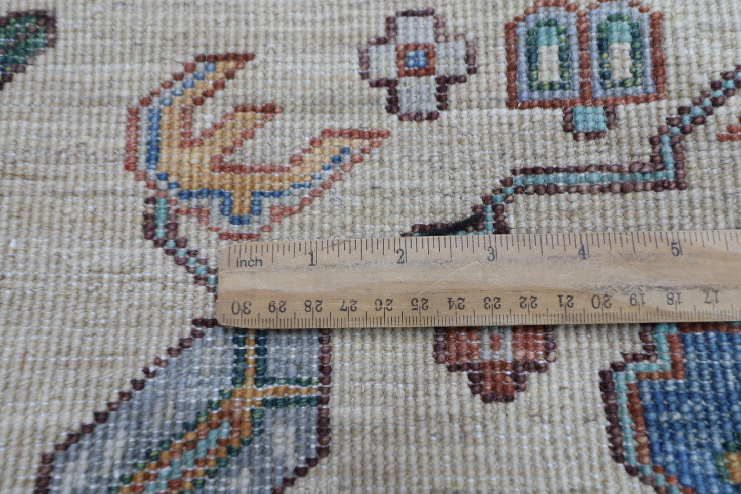 82 x 357 cm | Hallway Tribal Beige Rug Afghan Hand Knotted Veg dye Wool carpet