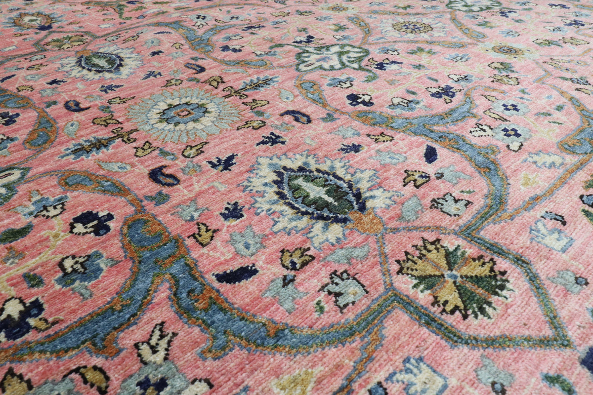 313 x 422 cm | Bidjar Pink Design Hand Knotted Wool Afghan Carpet