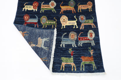 97 x 152 cm | Animal Afghan Tribal Hand Knotted Veg Dye Wool Carpet
