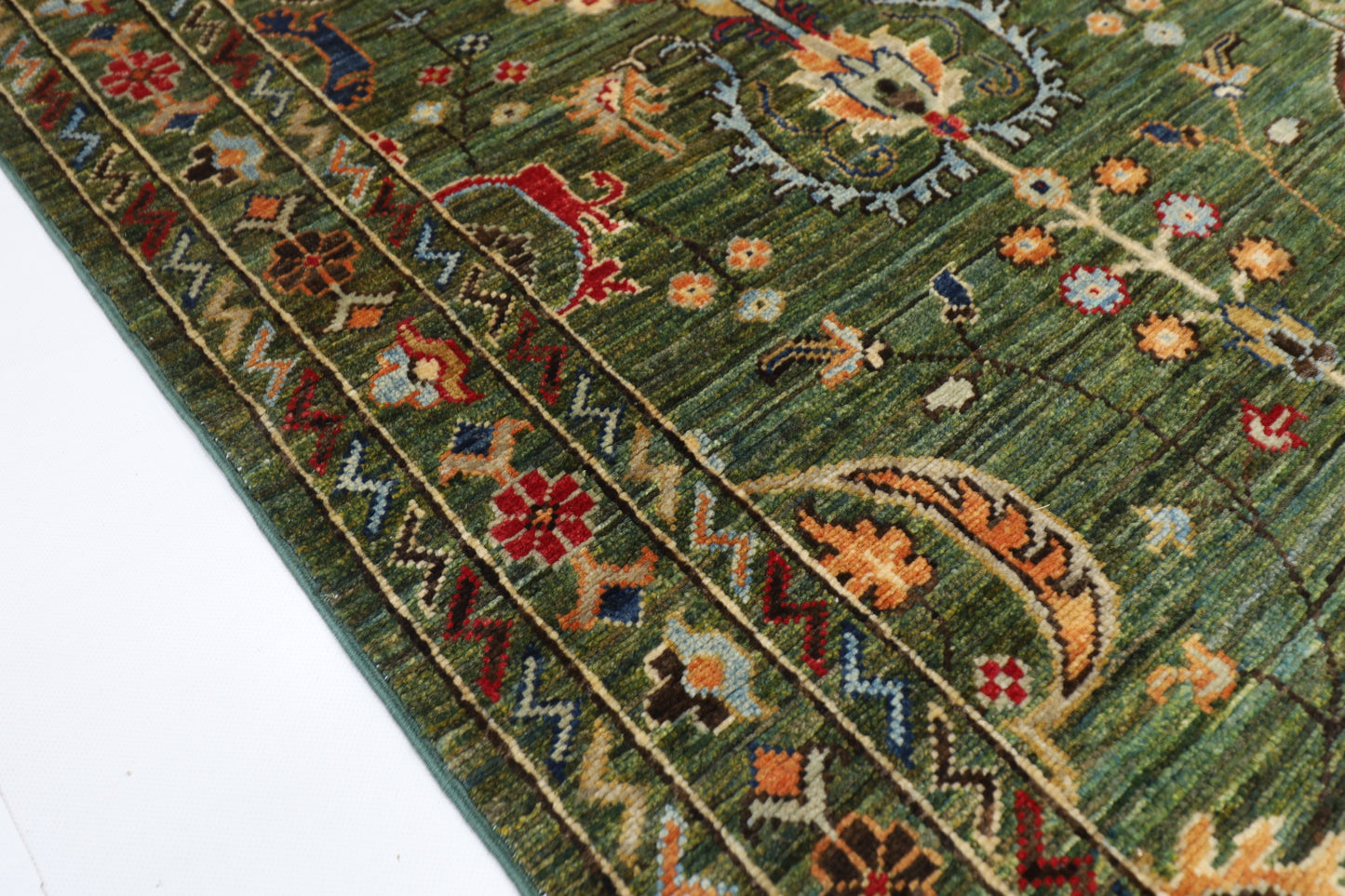 78 x 287 cm | Hallway Tribal Green Rug Afghan Hand Knotted Veg dye Wool carpet