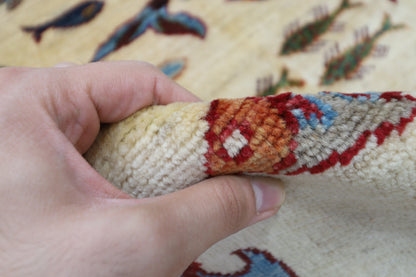 104 x 150 cm | Fish Party Afghan Tribal Hand Knotted Veg Dye Wool Carpet