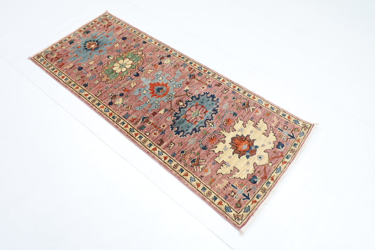 70 x 169 cm | Hallway Tribal Green Rug Afghan Hand Knotted Veg dye Wool carpet