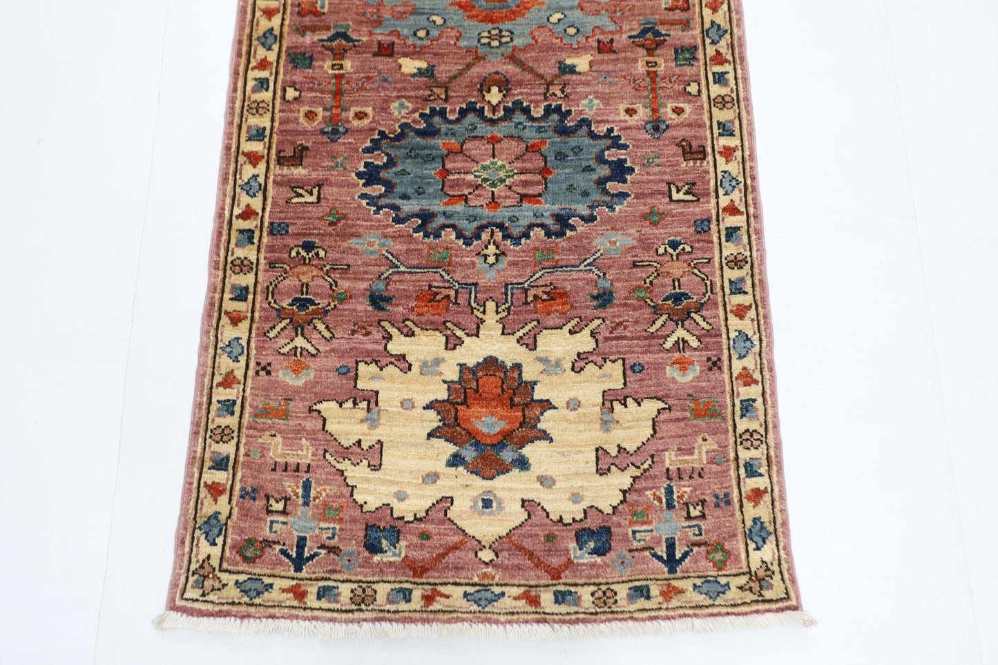 70 x 169 cm | Hallway Tribal Green Rug Afghan Hand Knotted Veg dye Wool carpet