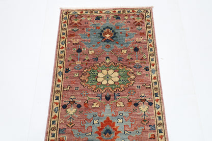 70 x 169 cm | Hallway Tribal Green Rug Afghan Hand Knotted Veg dye Wool carpet