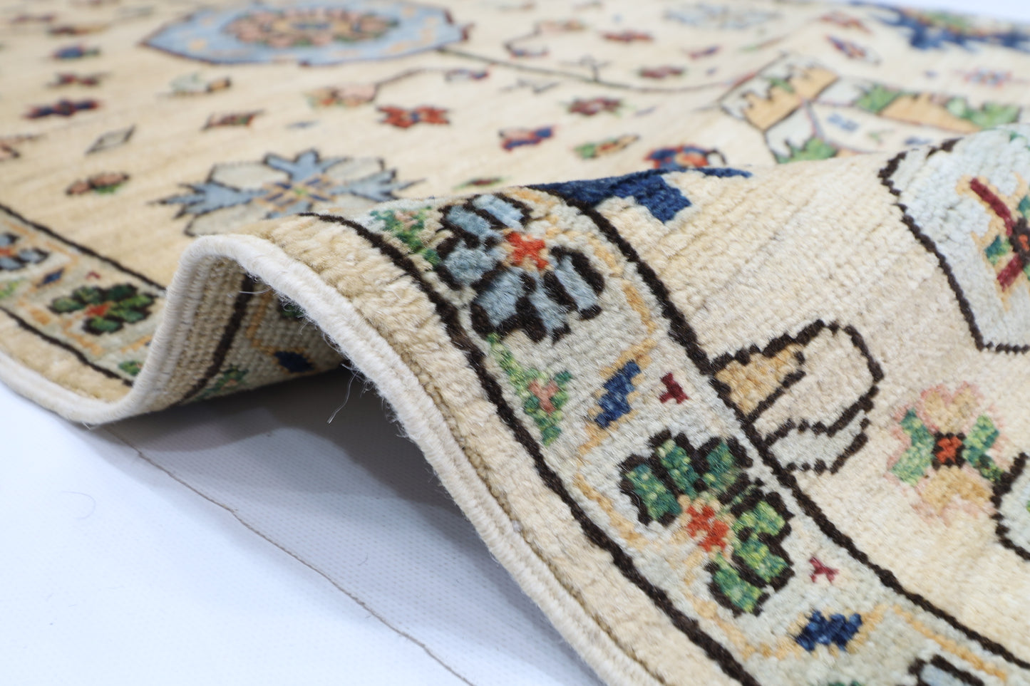 87 x 425 cm | Hallway Tribal beige Rug Afghan Hand Knotted Veg dye Wool carpet