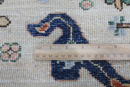 87 x 425 cm | Hallway Tribal beige Rug Afghan Hand Knotted Veg dye Wool carpet