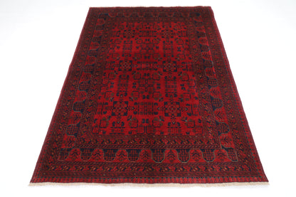 150 x 200 cm | Red Khal Mohammadi Afghan Tribal Hand Knotted Veg Dye Wool Carpet