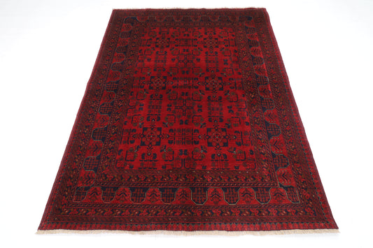 150 x 200 cm | Red Khal Mohammadi Afghan Tribal Hand Knotted Veg Dye Wool Carpet