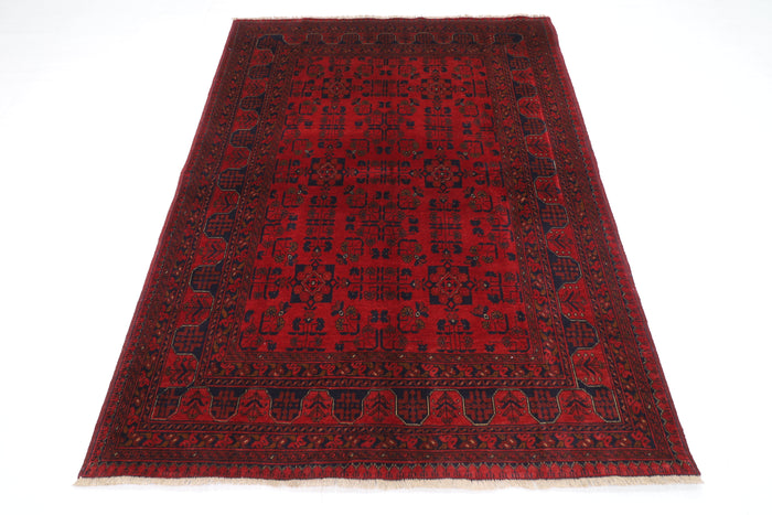 150 x 200 cm | Red Khal Mohammadi Afghan Tribal Hand Knotted Veg Dye Wool Carpet