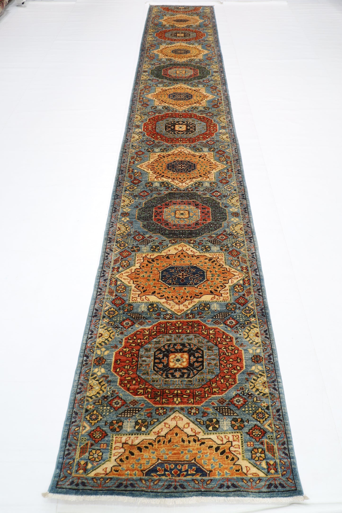 83 x 488 cm | Hallway Tribal Mamluk Rug Afghan Hand Knotted Veg dye Wool carpet