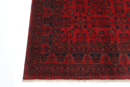 150 x 200 cm | Red Khal Mohammadi Afghan Tribal Hand Knotted Veg Dye Wool Carpet