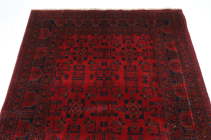 150 x 200 cm | Red Khal Mohammadi Afghan Tribal Hand Knotted Veg Dye Wool Carpet