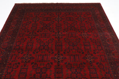 204 x 289 cm | Red Khal Mohammadi Afghan Tribal Hand Knotted Veg Dye Wool Carpet