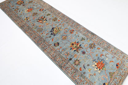 87 x 293 cm | Hallway Sultani Gray Rug Afghan Hand Knotted Veg dye Wool carpet