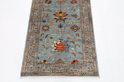 87 x 293 cm | Hallway Sultani Gray Rug Afghan Hand Knotted Veg dye Wool carpet