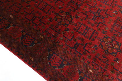 146 x 202 cm | Red Khal Mohammadi Afghan Tribal Hand Knotted Veg Dye Wool Carpet
