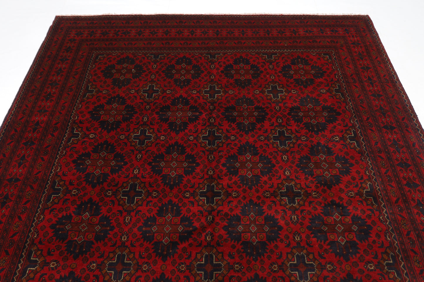 202 x 288 cm | Red Khal Mohammadi Afghan Tribal Hand Knotted Veg Dye Wool Carpet