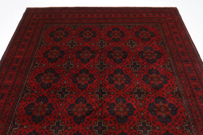 202 x 288 cm | Red Khal Mohammadi Afghan Tribal Hand Knotted Veg Dye Wool Carpet