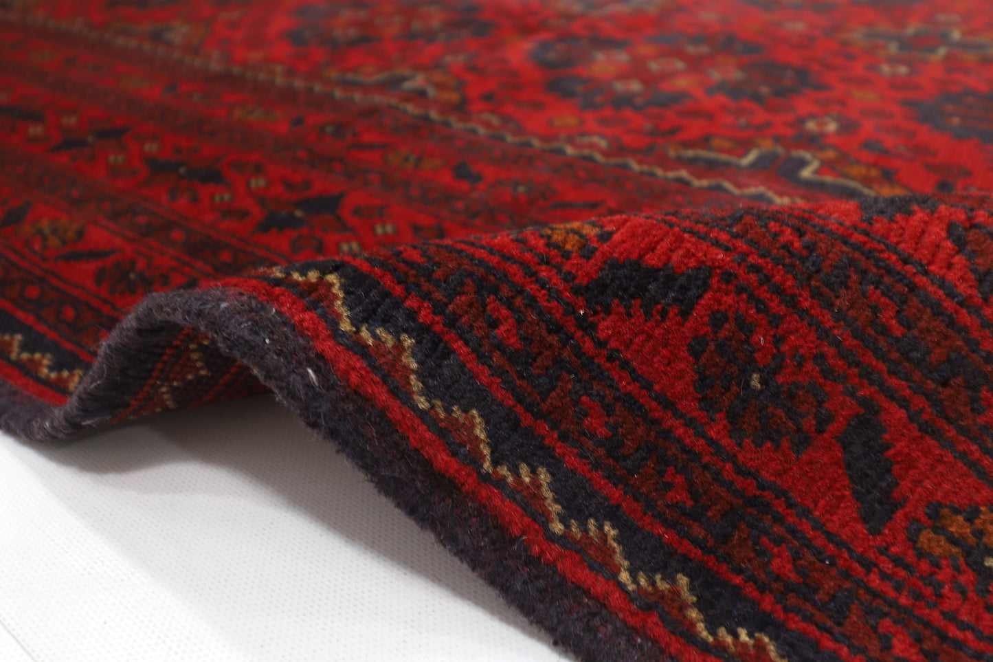 202 x 288 cm | Red Khal Mohammadi Afghan Tribal Hand Knotted Veg Dye Wool Carpet