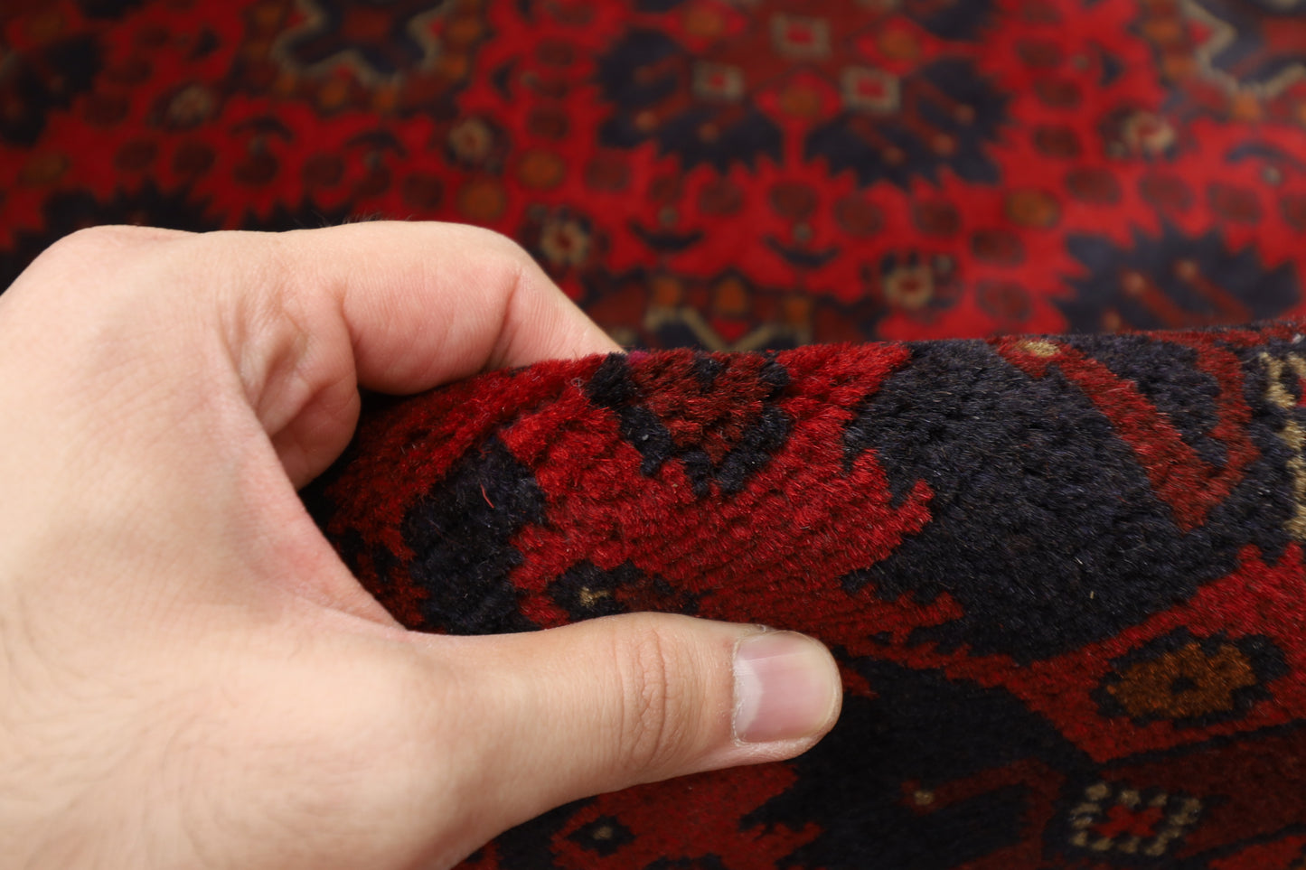 202 x 288 cm | Red Khal Mohammadi Afghan Tribal Hand Knotted Veg Dye Wool Carpet