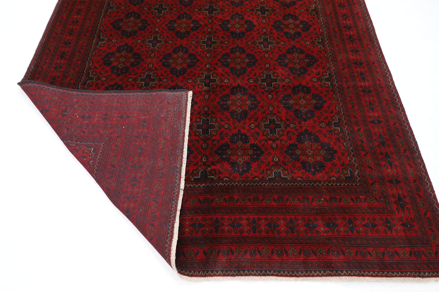 202 x 288 cm | Red Khal Mohammadi Afghan Tribal Hand Knotted Veg Dye Wool Carpet