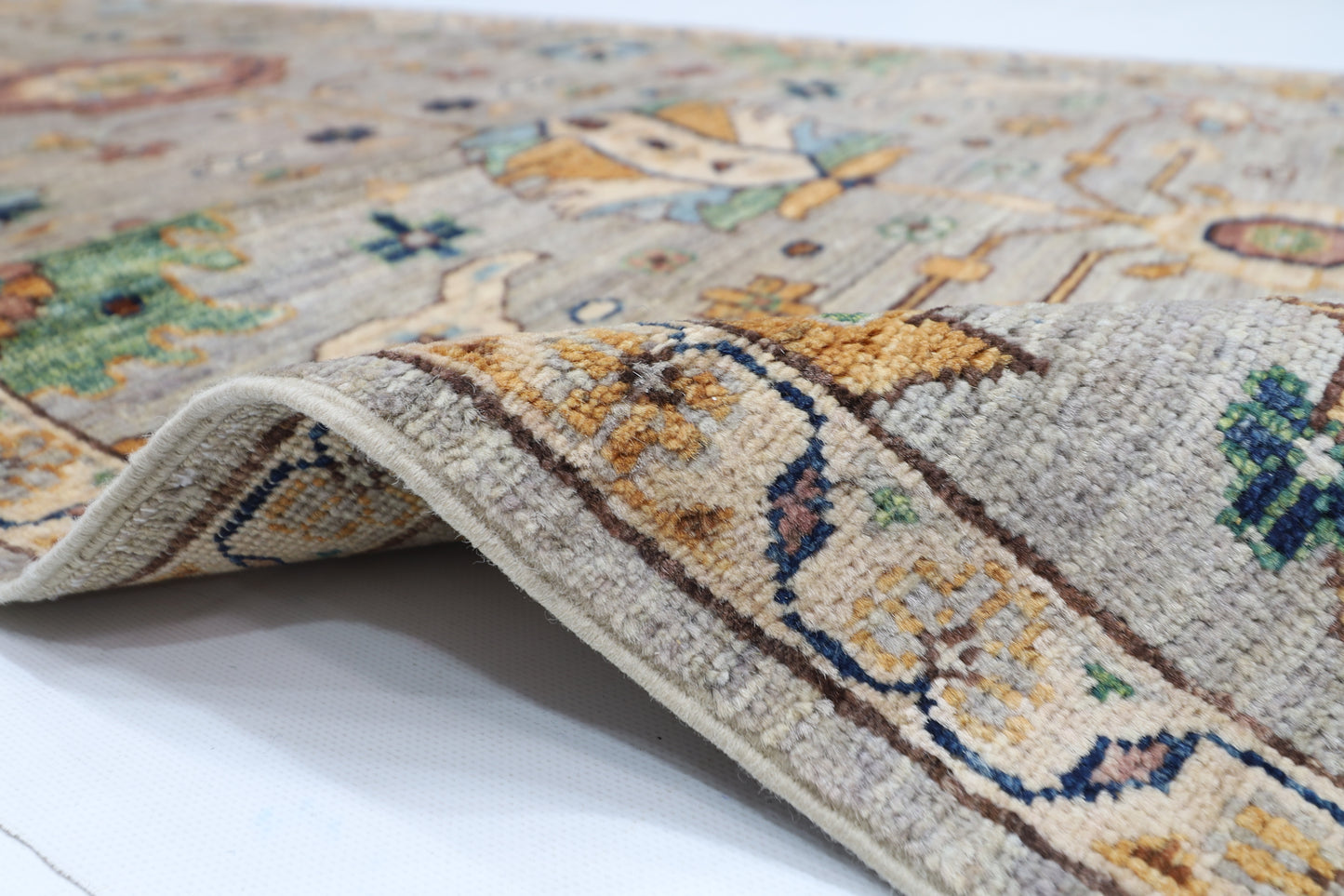 90 x 424 cm | Hallway Tribal gray Rug Afghan Hand Knotted Veg dye Wool carpet