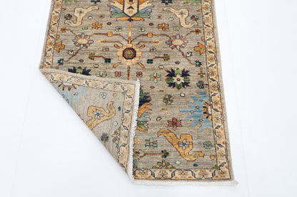 90 x 424 cm | Hallway Tribal gray Rug Afghan Hand Knotted Veg dye Wool carpet