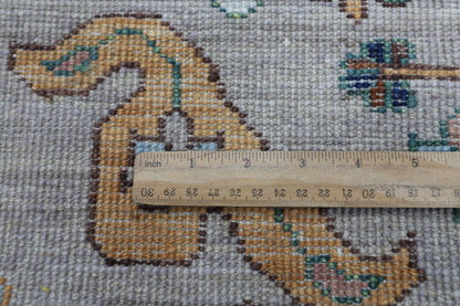 90 x 424 cm | Hallway Tribal gray Rug Afghan Hand Knotted Veg dye Wool carpet