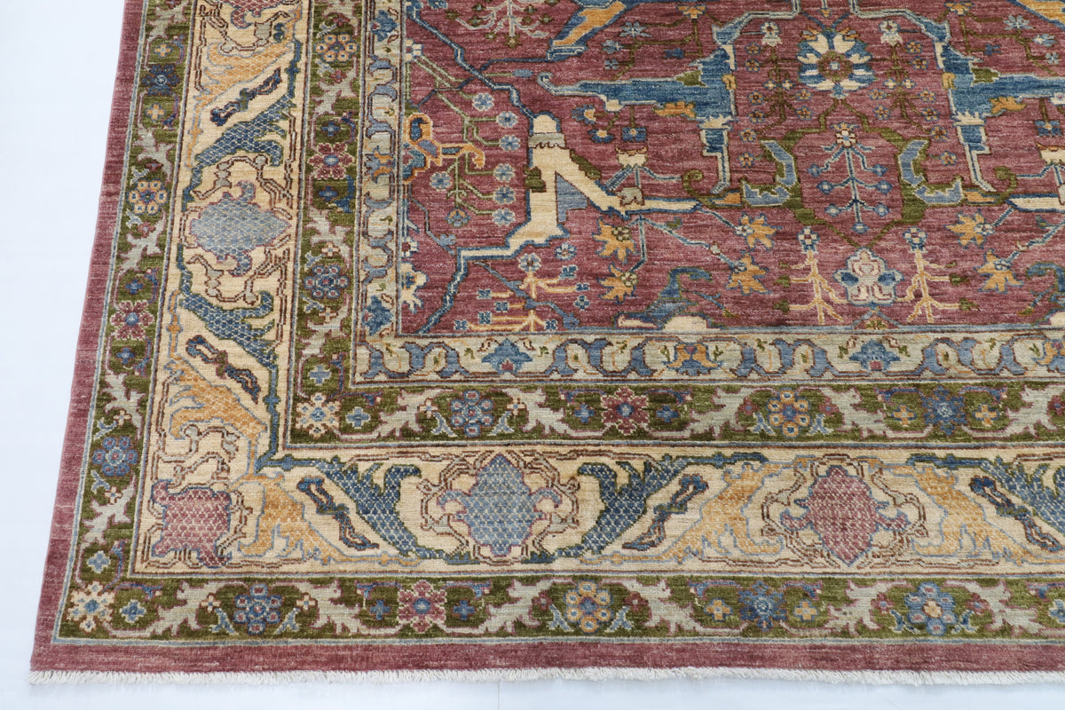 368 x 456 cm | Large Bidjar Design Hand Knotted Wool Afghan Carpet