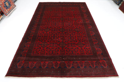 206 x 290 cm | Red Khal Mohammadi Afghan Tribal Hand Knotted Veg Dye Wool Carpet