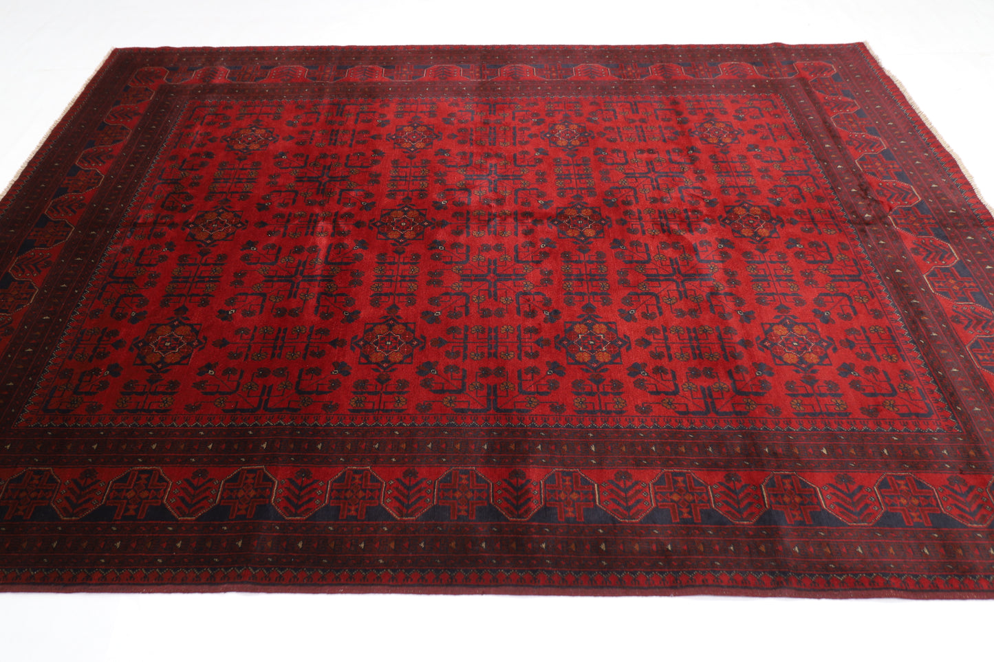 206 x 290 cm | Red Khal Mohammadi Afghan Tribal Hand Knotted Veg Dye Wool Carpet