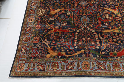 363 x 452 cm | Large Bidjar Navy Blue Design Hand Knotted Wool Afghan Carpet