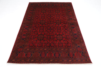 148 x 198 cm | Red Khal Mohammadi Afghan Tribal Hand Knotted Wool Carpet