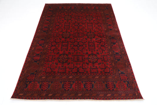 148 x 198 cm | Red Khal Mohammadi Afghan Tribal Hand Knotted Wool Carpet