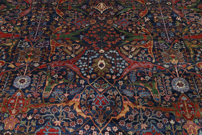 363 x 452 cm | Large Bidjar Navy Blue Design Hand Knotted Wool Afghan Carpet