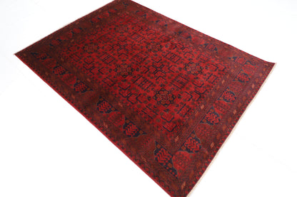148 x 198 cm | Red Khal Mohammadi Afghan Tribal Hand Knotted Wool Carpet