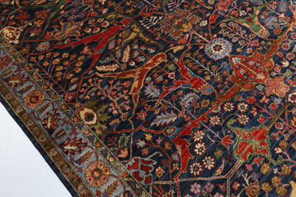 363 x 452 cm | Large Bidjar Navy Blue Design Hand Knotted Wool Afghan Carpet