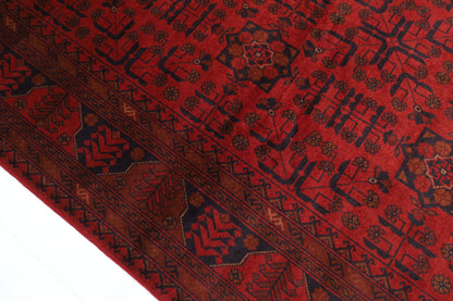 148 x 198 cm | Red Khal Mohammadi Afghan Tribal Hand Knotted Wool Carpet