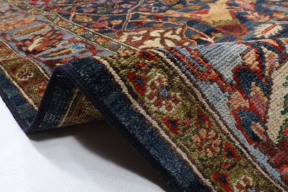 363 x 452 cm | Large Bidjar Navy Blue Design Hand Knotted Wool Afghan Carpet