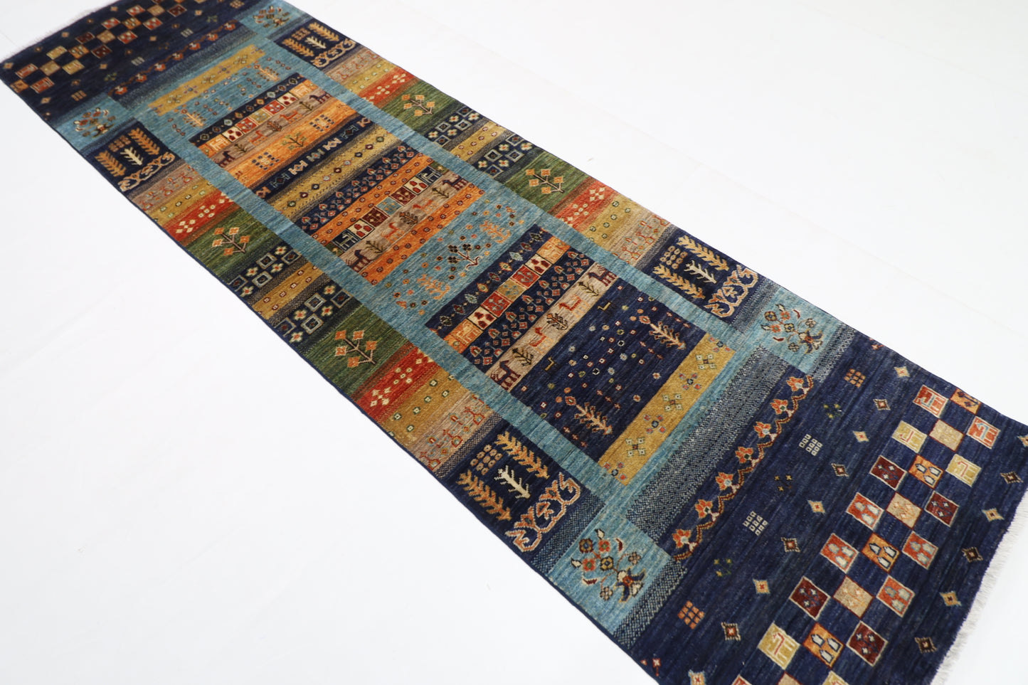 87 x 302 cm | Hallway Tribal gabbeh Rug Afghan Hand Knotted Veg dye Wool carpet