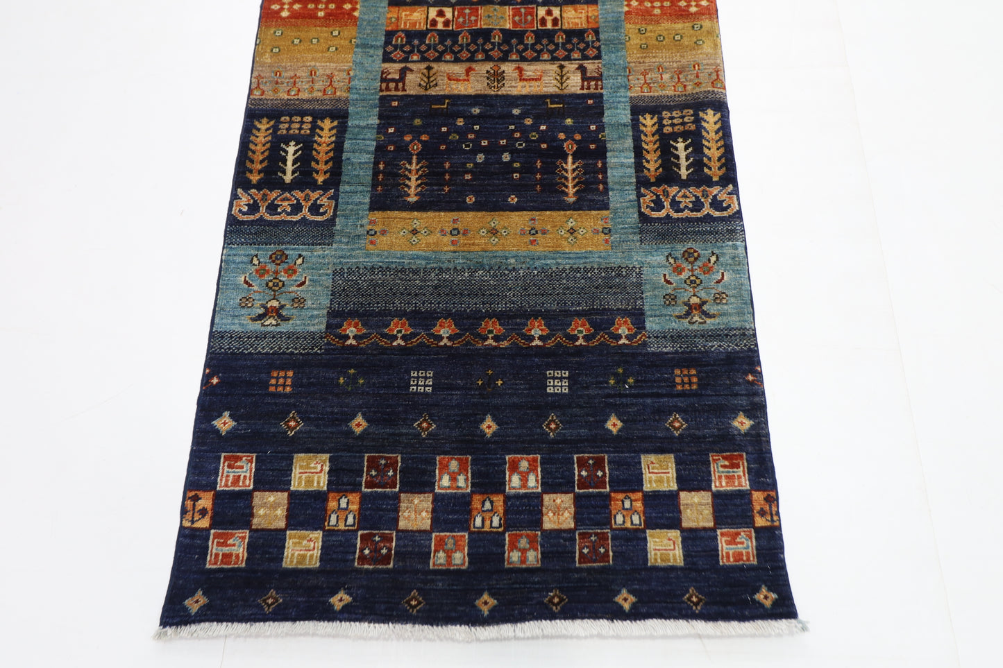87 x 302 cm | Hallway Tribal gabbeh Rug Afghan Hand Knotted Veg dye Wool carpet