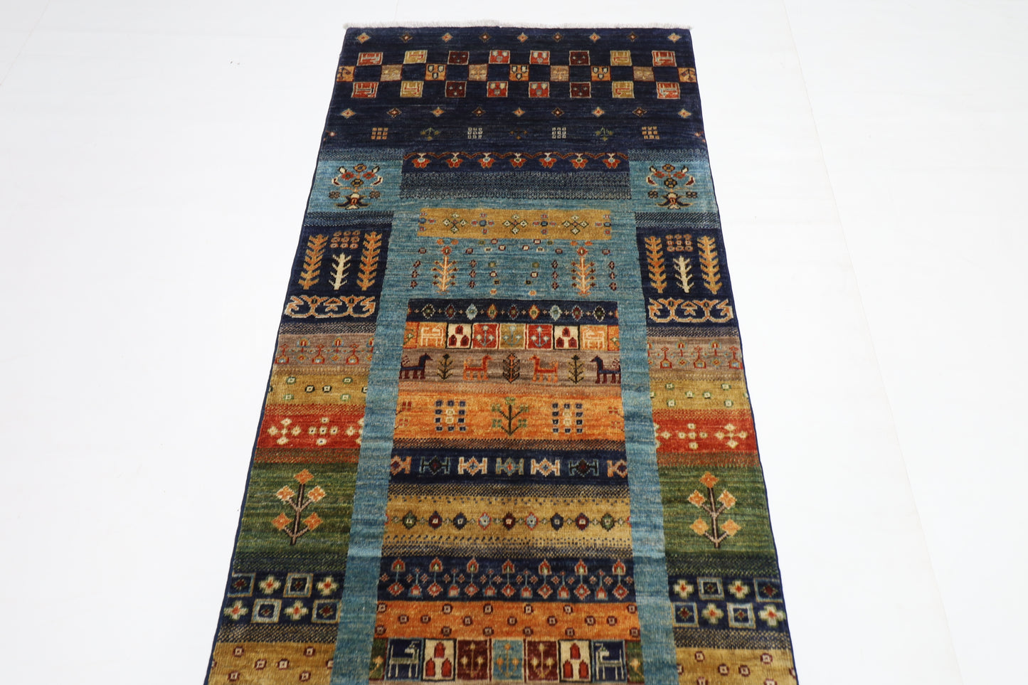 87 x 302 cm | Hallway Tribal gabbeh Rug Afghan Hand Knotted Veg dye Wool carpet