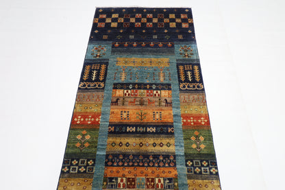 87 x 302 cm | Hallway Tribal gabbeh Rug Afghan Hand Knotted Veg dye Wool carpet