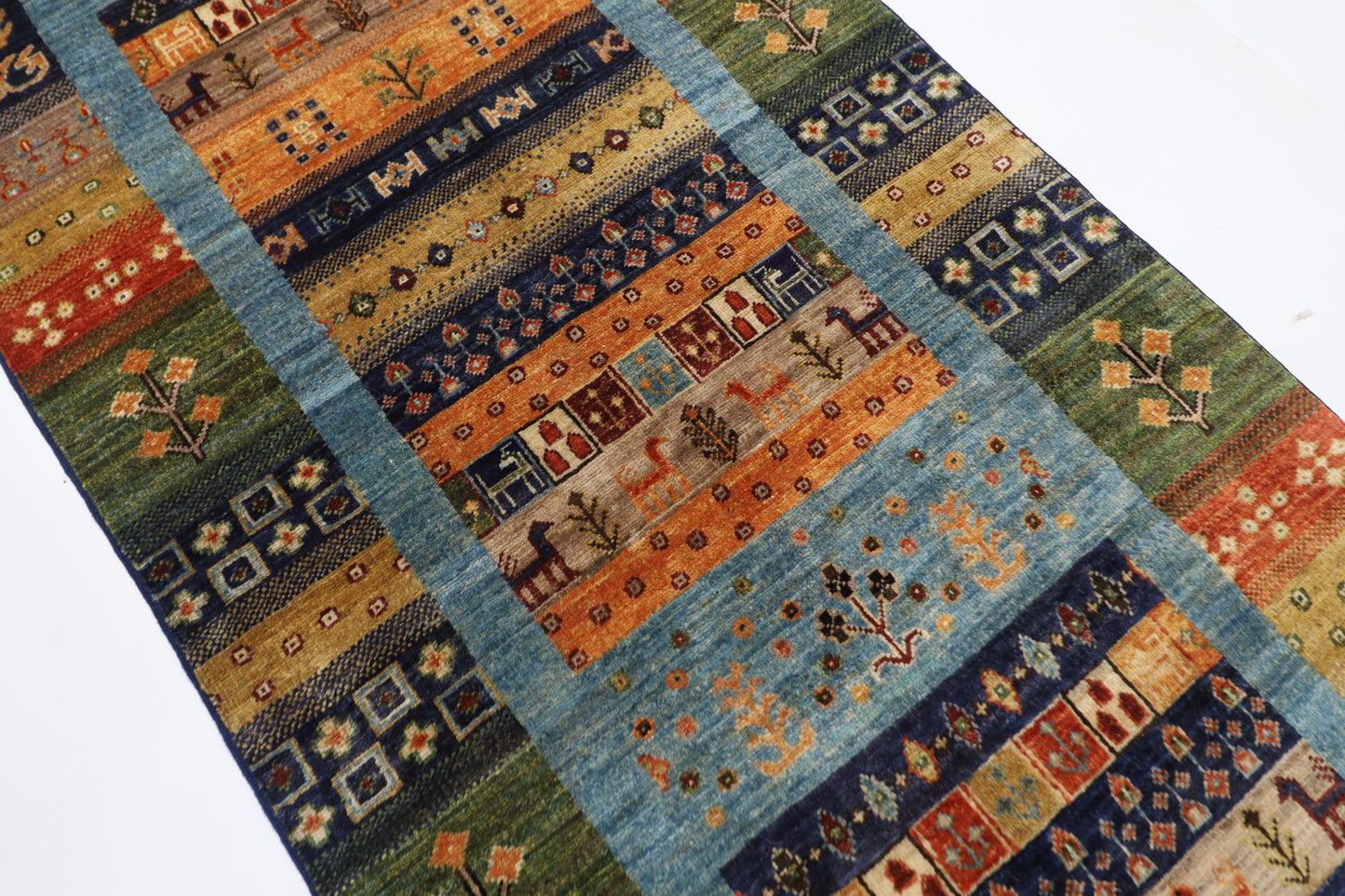 87 x 302 cm | Hallway Tribal gabbeh Rug Afghan Hand Knotted Veg dye Wool carpet